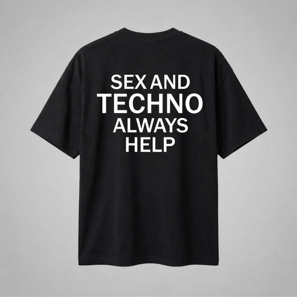 Oversize Premium T-Shirt S* And Techno - Siyah